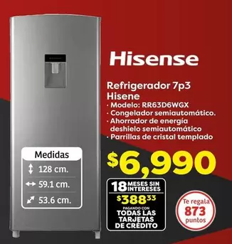 Oferta de Hisense - Refrigerador 7p3 por $6990 en Soriana Híper