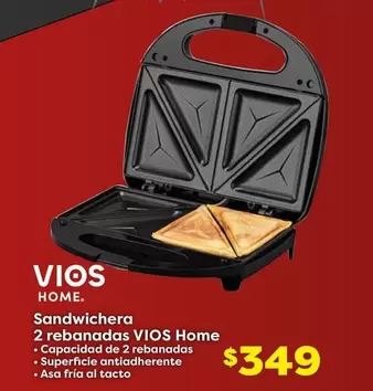 Oferta de Vios - Sandwichera 2 Rebanadas Home por $349 en Soriana Híper