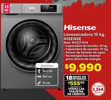 Oferta de Hisense - Lavasecadora por $9990 en Soriana Híper