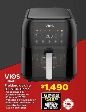 Oferta de Vios - home freidora de aire 8 l vlos home por $1490 en Soriana Híper