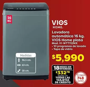 Oferta de Vios - Lavadoras Automatica por $5990 en Soriana Híper