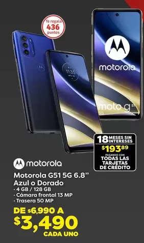 Oferta de Motorola - Moto Gs15 5g por $3490 en Soriana Híper