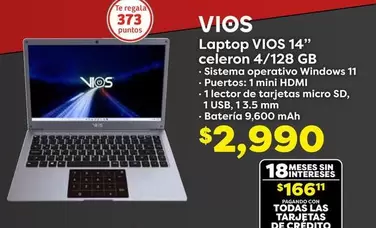 Oferta de Vios - Laptop  14" Celeron 4/128 Gb por $2990 en Soriana Híper