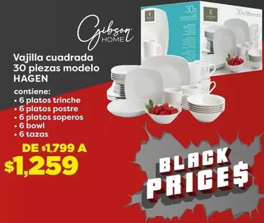 Oferta de Modelo - Vajilla Cuadrada 30 Piezas por $1259 en Soriana Híper