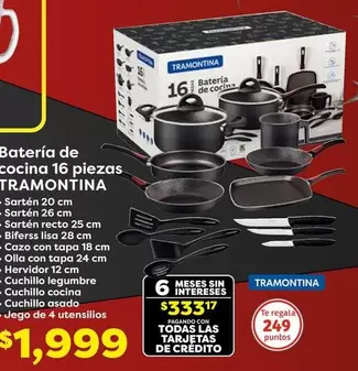 Oferta de Tramontina - Bateria De Cocina 16 Piezas por $1999 en Soriana Híper