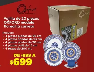 Oferta de Oxford - Vajilla De 20 Piezas Modelo Floreal La Carreta por $699 en Soriana Híper