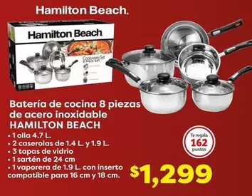 Oferta de Hamilton Beach - Bateria De Cocina 8 Piezas De Acero Inoxidable por $1299 en Soriana Híper