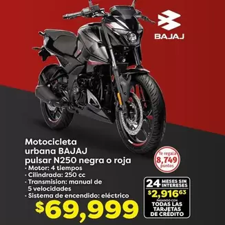 Oferta de Sistema - Motocicleta Urbana Bajaj por $69999 en Soriana Híper