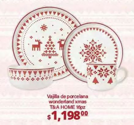 Oferta de Vajilla De Porcelana Wonderland Xmas por $1198 en La Comer