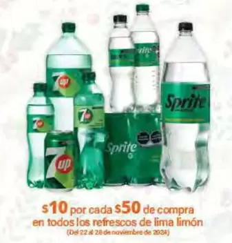 Oferta de $10 Por Cada $50 De Compra En Todos Los Refrescos De Lima Limón en La Comer