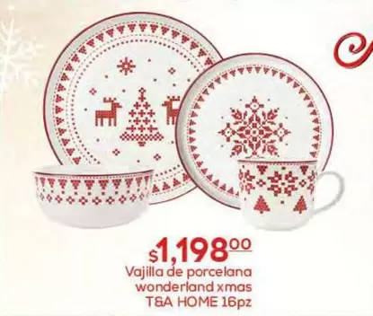 Oferta de Vajilla De Porcelana Wonderland Xmas por $1198 en Fresko