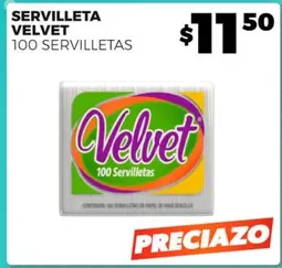 Oferta de Velvet - Servilleta por $11.5 en Merco