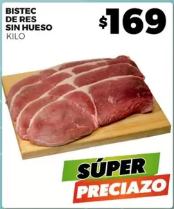 Oferta de Bistec De Res Sin Hueso por $169 en Merco