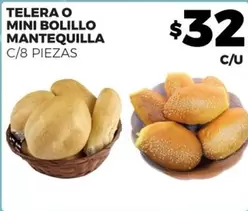 Oferta de Telera O Mini Bolillo Mantequilla por $32 en Merco