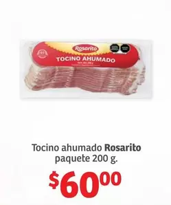 Oferta de Rosarito - Tocino Ahumado Paquete por $60 en Soriana Híper