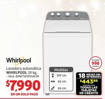 Oferta de Whirlpool - Lavadora Automática por $998 en Soriana Híper