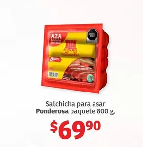 Oferta de Aza - Salchicha Para Asar Ponderosa Paquete por $69.9 en Soriana Híper