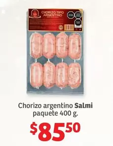 Oferta de Chorizo Argentino Salmi Paquete por $85.5 en Soriana Híper