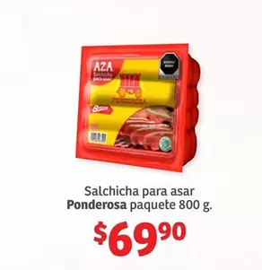 Oferta de Aza - Salchicha Para Asar Ponderosa Paquete por $69.9 en Soriana Híper