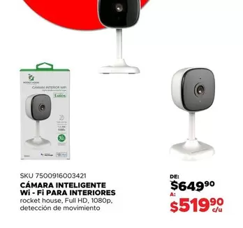 Oferta de Cámara Inteligente Wi-fi Para Interiores por $649.9 en Del Sol