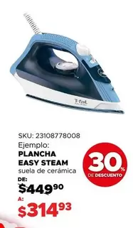 Oferta de T-fal - Plancha Easy Steam por $314.93 en Del Sol