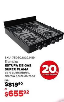 Oferta de Flama - Estufa De Gas Super por $655.92 en Woolworth