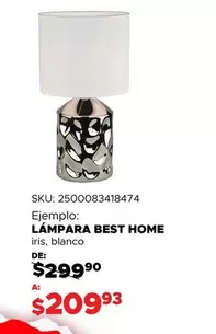 Oferta de Iris - Lámpara Best Home por $209.93 en Woolworth