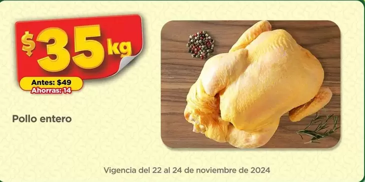 Oferta de Pollo Entero por $35 en Bodega Aurrera