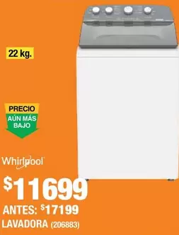 Oferta de Whirlpool - Lavadora por $11699 en The Home Depot