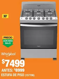 Oferta de Whirlpool - Estufa De Piso por $7499 en The Home Depot