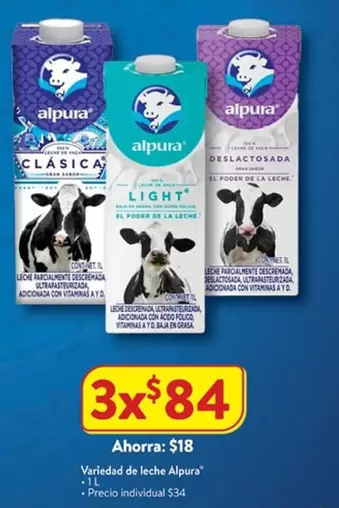 Oferta de Alpura - Variedad De Leche por $84 en Walmart