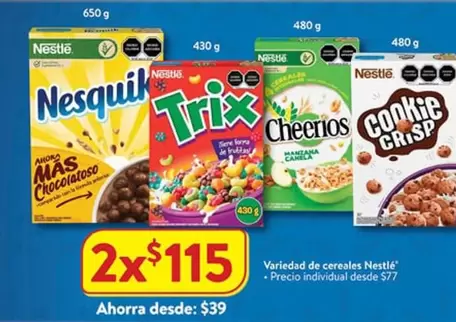 Oferta de Nestlé - Variedad De Cereales por $1.15 en Walmart