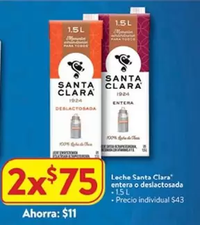 Oferta de Santa Clara - Leche por $75 en Walmart