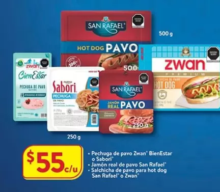 Oferta de San Rafael - Pechuga De Pavo Zwan Bienestar O Sapori por $55 en Walmart