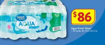 Oferta de Great Value - Agua por $86 en Walmart