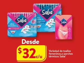 Oferta de Saba - Variedad De Toallas Femeninas-a-parches Térmicos por $32 en Walmart