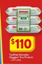 Oferta de Huggies - Toallitas Humedas Eco Protect por $110 en Walmart