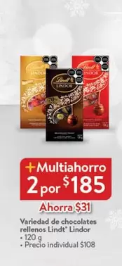 Oferta de Lindt - Variedad De Chocolates Rellenos Lindor por $108 en Walmart