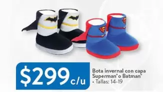 Oferta de Batman - Bota Invernal Con Capa Superman O por $299 en Walmart