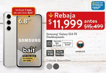 Oferta de 8 - Galaxy S24 Fe por $11999 en Walmart