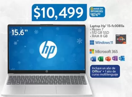 Oferta de HP - Laptop 15,5 Cm0811a por $10499 en Walmart