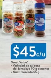 Oferta de Great Value -  Variedad De Sal Rosa Del Himalaya O Menos por $45 en Walmart