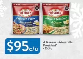 Oferta de President - 4 Quesos O Mozarella por $95 en Walmart