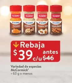 Oferta de McCormick - Variedad De Especias por $39 en Walmart