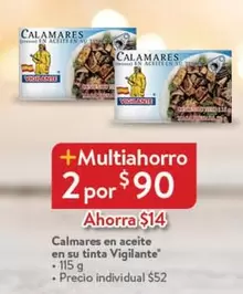 Oferta de Vigilante - Calamares En Aceite En Su Tinta por $90 en Walmart