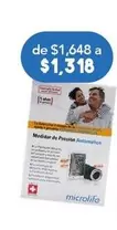 Oferta de Microlife - Monitor De Presión Automático por $1318 en Farmacia San Pablo