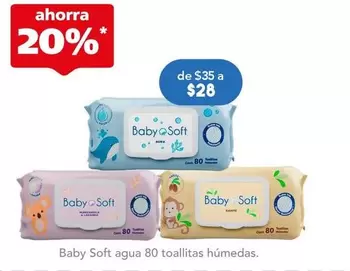 Oferta de Baby Soft - Aua 80 Toallitas Humedas por $28 en Farmacia San Pablo