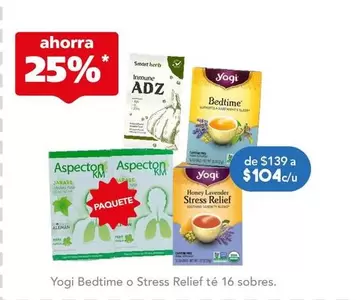 Oferta de Yogi - Bedtime O Stress Relief Té por $104 en Farmacia San Pablo