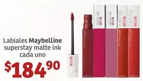 Oferta de Maybelline -  Superstay Matte Ink Cada Uno por $184.9 en Soriana Híper