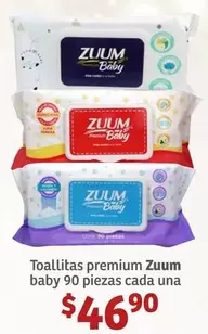 Oferta de Zuum - Toallitas Premium Baby 90 Piezas Cada Una por $46.9 en Soriana Híper